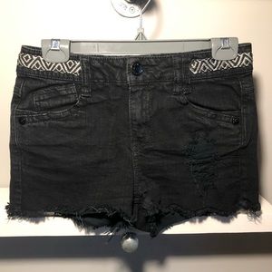 Black High-Waisted Distressed Shorts